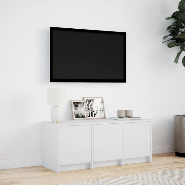 vidaXL Meuble TV avec LED blanc 97x34x40 cm bois d'ing&eacute;nierie