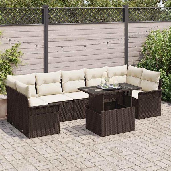 vidaXL Ensemble de canapé de jardin 8 pcs Marron polyrotin