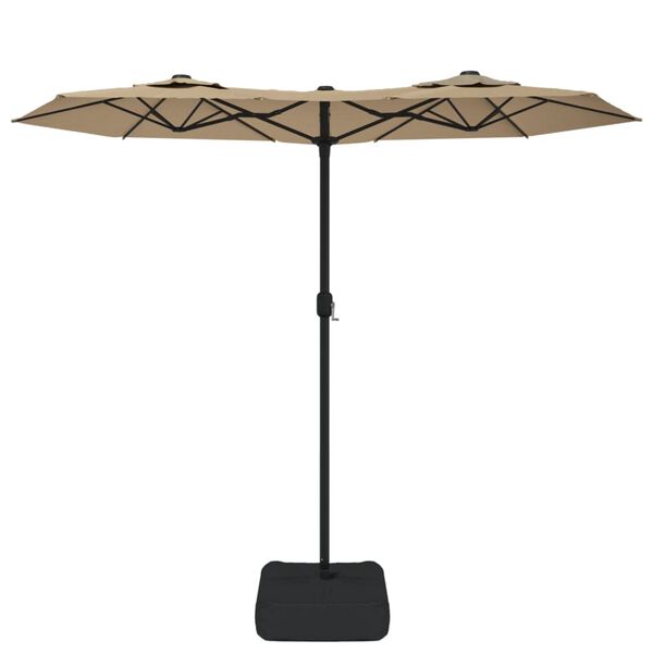 vidaXL Parasol de jardin &agrave; double t&ecirc;te taupe 316x145 cm