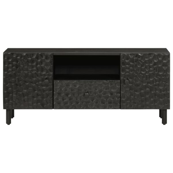 vidaXL Meuble TV noir 105x33x46 cm bois massif de manguier