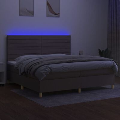 vidaXL Sommier à lattes de lit et matelas et LED Taupe 200x200cm Tissu