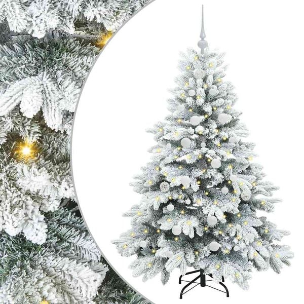 vidaXL Sapin de No&euml;l artificiel avec 150 LED Blanc 150 cm PE et PVC
