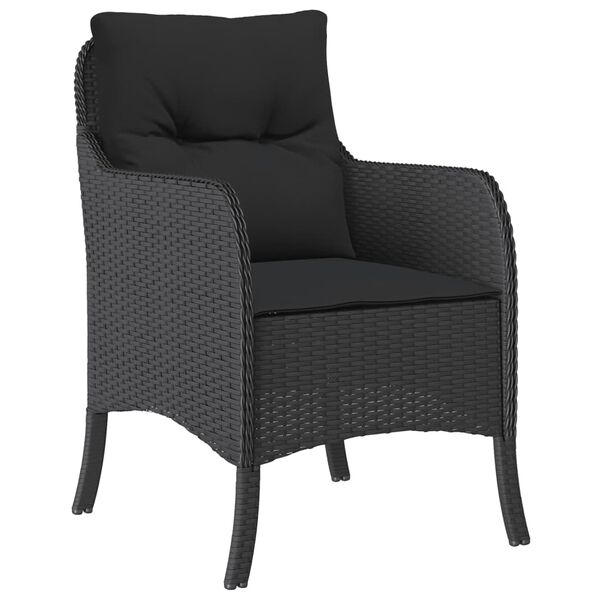 vidaXL Ensemble &agrave; manger de jardin coussins 7pcs Noir R&eacute;sine tress&eacute;e