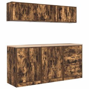 vidaXL Armoires de garage 6 pcs ch&ecirc;ne fum&eacute; bois d'ing&eacute;nierie