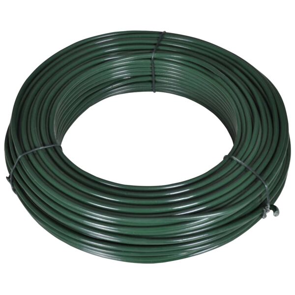 vidaXL Fil de cl&ocirc;ture 55 m 2,1/3,1 mm Acier Vert