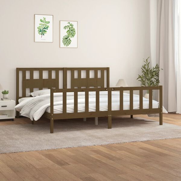 vidaXL Cadre de lit sans matelas marron miel bois pin massif 200x200cm