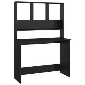 vidaXL Bureau avec &eacute;tag&egrave;res Noir brillant 110 x 45 x 157 cm Agglom&eacute;r&eacute;