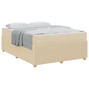 vidaXL Cadre de lit avec matelas Cr&egrave;me 160 x 200 cm tissu