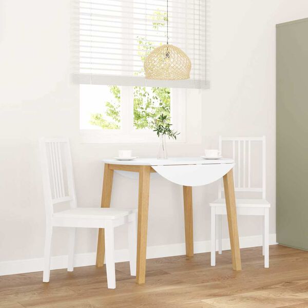 vidaXL Chaises à manger 2 pcs blanc bois massif caoutchouc