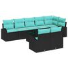 vidaXL Ensemble de canap&eacute; de jardin 9 pc Noir et turquoise polyrotin
