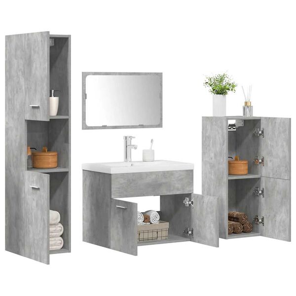 vidaXL Ensemble de meubles de salle de bain 5 pcs gris b&eacute;ton