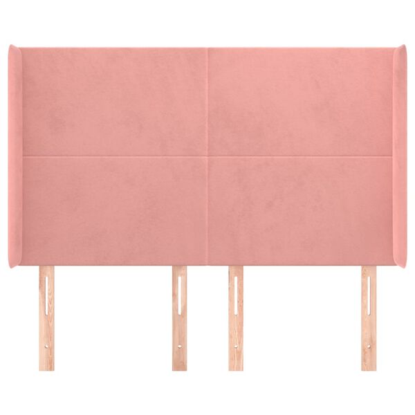 vidaXL T&ecirc;te de lit avec oreilles Rose 147x16x118/128 cm Velours