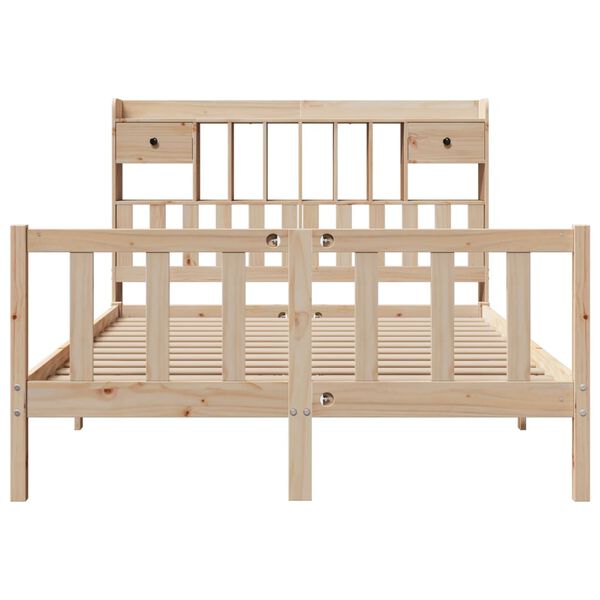 vidaXL Lit biblioth&egrave;que sans matelas 140x190 cm bois de pin massif