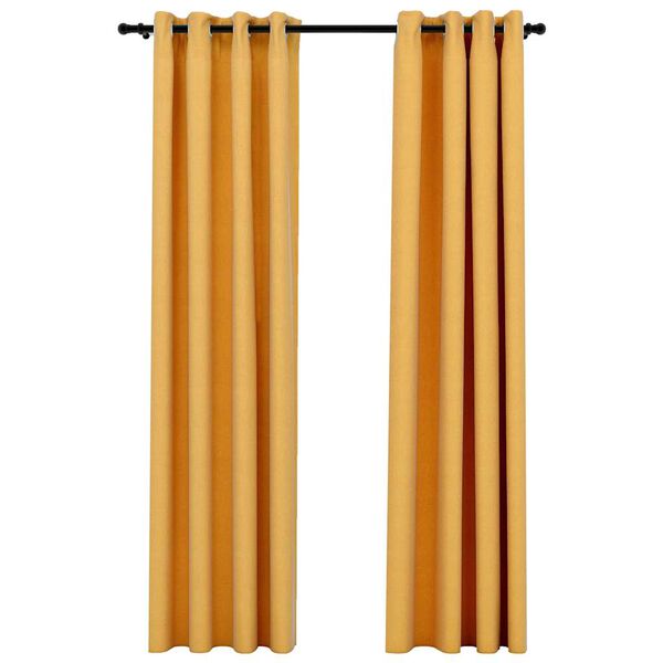vidaXL Rideaux occultants Aspect lin à œillets 2 pcs Jaune 140x245 cm