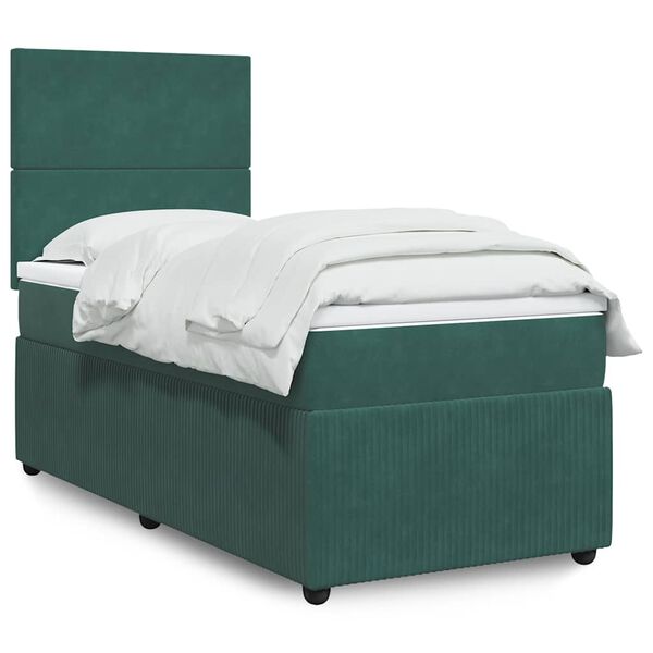 vidaXL Sommier &agrave; lattes de lit avec matelas Vert fonc&eacute; 100x200 cm
