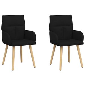 vidaXL Chaises de salle &agrave; manger 2 pc Tissu Noir 60 x 56 x 96 cm