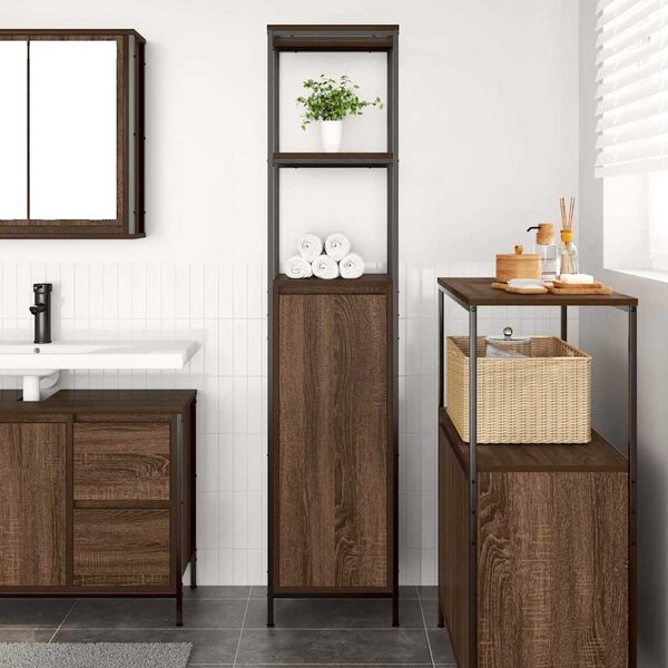 vidaXL Meuble de salle de bain avec étagères chêne marron 36x35x165 cm