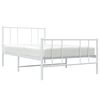 vidaXL Cadre de lit m&eacute;tal sans matelas avec pied de lit blanc 90x190cm