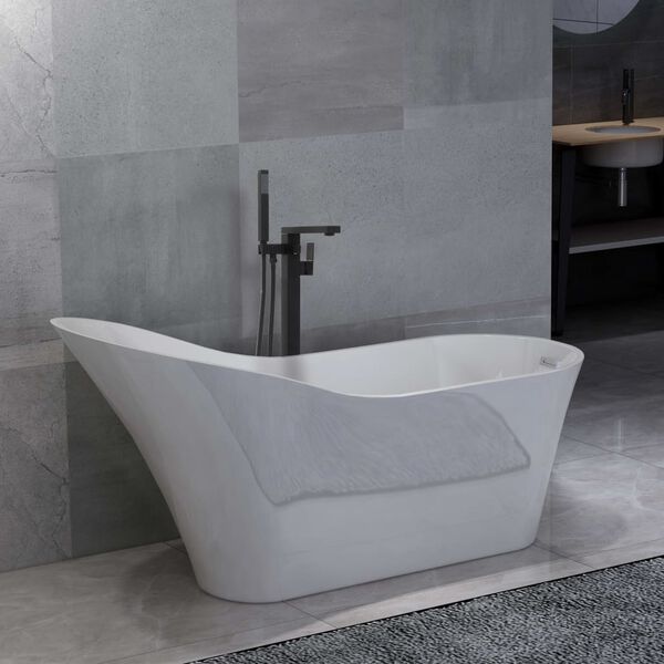 vidaXL Baignoire autoportante et robinet 210 L 90 cm Noir