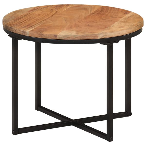 vidaXL Table basse 45x45x35 cm bois massif acacia et fer