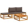 vidaXL Ensemble de canap&eacute;s de jardin 4 pi&egrave;ces avec coussins en bois d'acacia et rotin