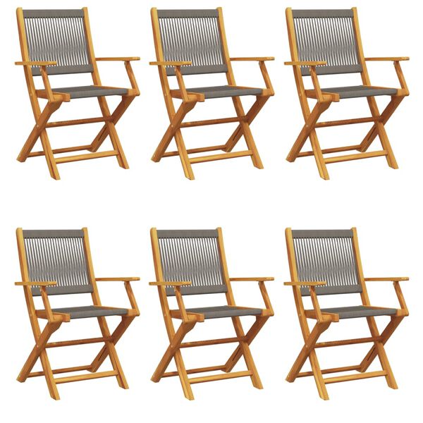 vidaXL Chaises de jardin pliables lot de 6 gris bois d'acacia massif