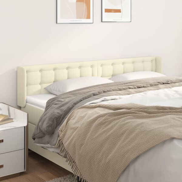 vidaXL T&ecirc;te de lit avec oreilles Cr&egrave;me 203x16x78/88 cm Similicuir