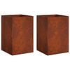vidaXL Cache-pot de jardin 2 pc Rouill&eacute; 40 x 40 x 75 cm Acier patin&eacute;