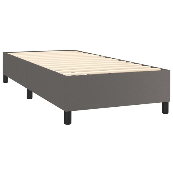 vidaXL Sommier &agrave; lattes de lit avec matelas Gris 80x200 cm Similicuir
