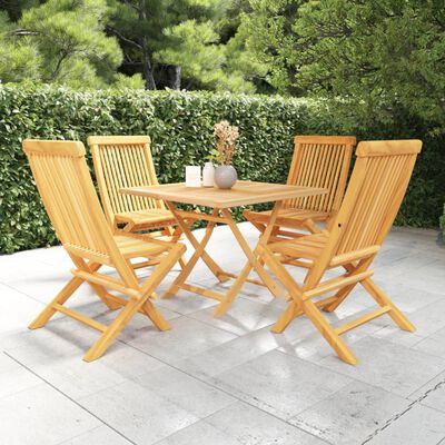 vidaXL Ensemble à manger de jardin 5 pcs Bois de teck massif