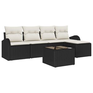 vidaXL Ensemble de Canap&eacute;s avec coussin 6 pcs Noir et Blanc polyrotin