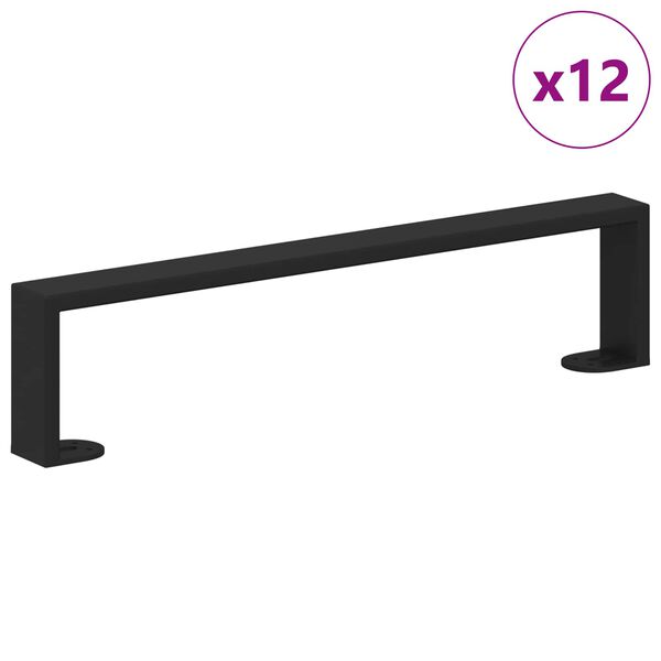 vidaXL Pieds de meuble 12 pcs Noir 43,6 x 4 x 10 mm Fer