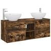 vidaXL Ensemble de mobilier de salle de bain 3 pc Ch&ecirc;ne fum&eacute;