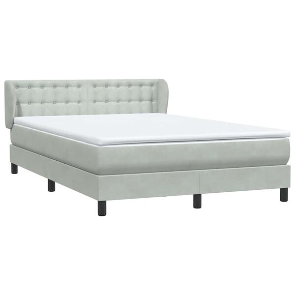 vidaXL Sommier &agrave; lattes de lit et matelas gris clair 160x220cm velours