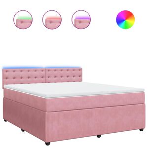 vidaXL Sommier &agrave; lattes de lit avec matelas Rose 180x200 cm Velours