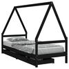 vidaXL Cadre de lit d'enfants tiroirs noir 90x190cm bois de pin massif