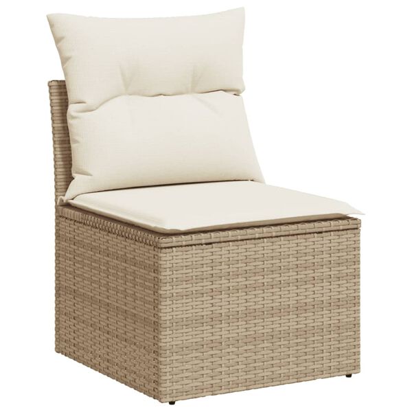 vidaXL Salon de jardin avec coussins 8 pcs beige r&eacute;sine tress&eacute;e