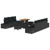 vidaXL Ensemble de canap&eacute; de jardin avec coussin 10 pcs Noir polyrotin