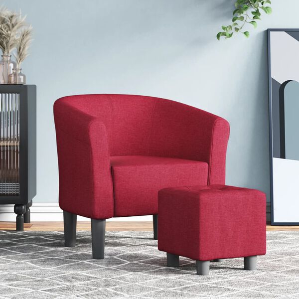 vidaXL Chaise cabriolet avec repose-pied rouge bordeaux tissu