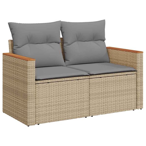 vidaXL Salon de jardin avec coussins 5 pcs beige résine tressée acacia