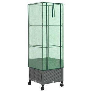 vidaXL Jardini&egrave;re de jardin avec couverture de serre et roues PP