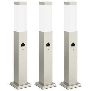vidaXL Bornes lumineuses avec d&eacute;tecteur lot de 3 50 cm acier inoxydable IP44