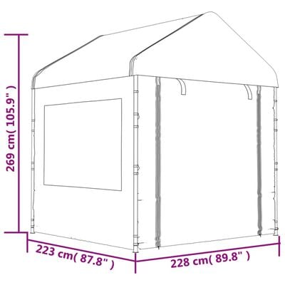 vidaXL Belvédère avec toit blanc 20,07x2,28x2,69 m polyéthylène