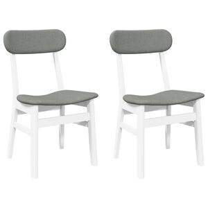 vidaXL Chaises &agrave; manger coussins 2 pcs blanc bois massif caoutchouc