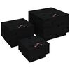 vidaXL Bo&icirc;tes de rangement et couvercles 3 pcs Noir Bois massif de pin