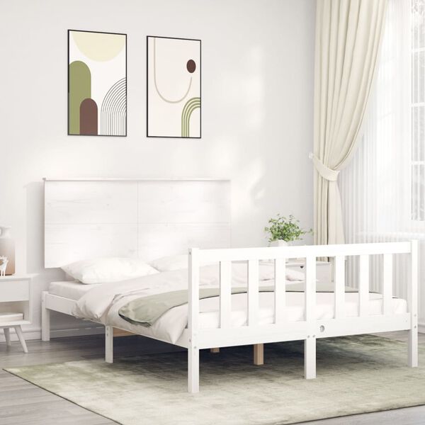 vidaXL Cadre de lit sans matelas blanc 120x200 cm bois de pin massif