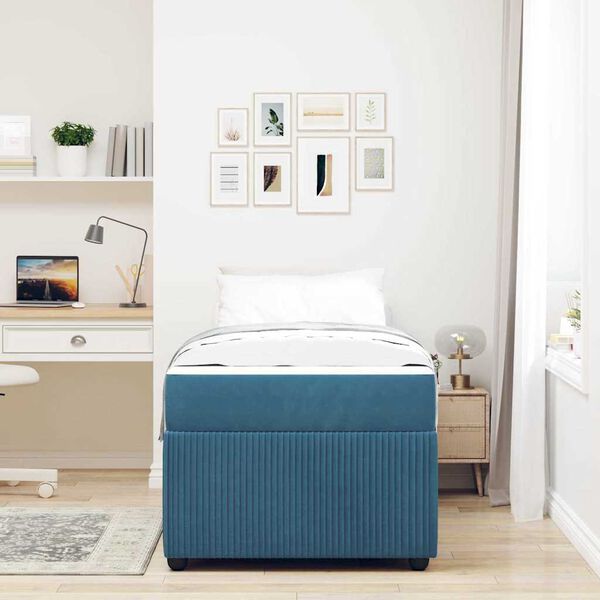 vidaXL Cadre de lit avec matelas avec matelas Bleu 80 x 200 cm Velours