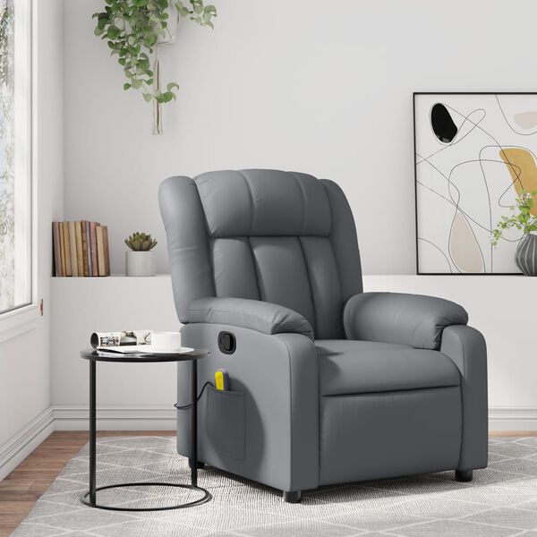 vidaXL Fauteuil de massage inclinable gris similicuir