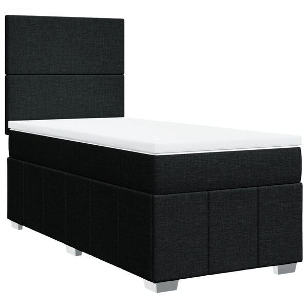 vidaXL Sommier &agrave; lattes de lit avec matelas Noir 90x190 cm Tissu