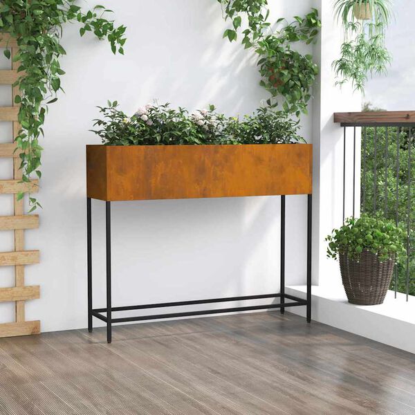 vidaXL Bac de jardin sur&eacute;lev&eacute; Rouill&eacute; 100 x 26 x 82 cm Acier
